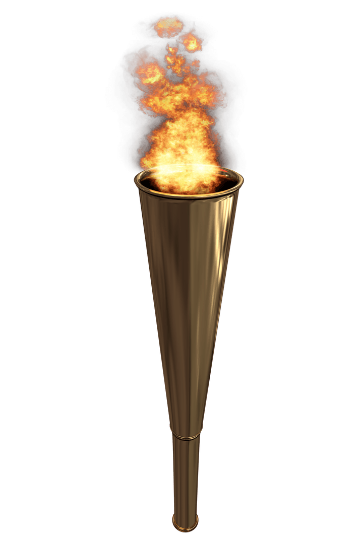 Transparent Gold Olympic Torch Blazing with Fire Illustration