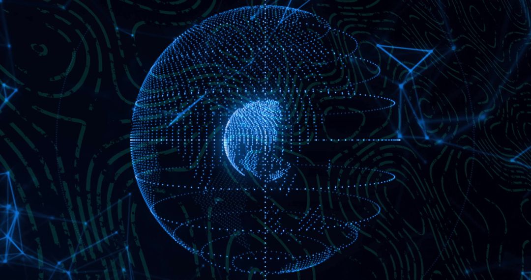 Futuristic Glowing Sphere in Digital Network Environment