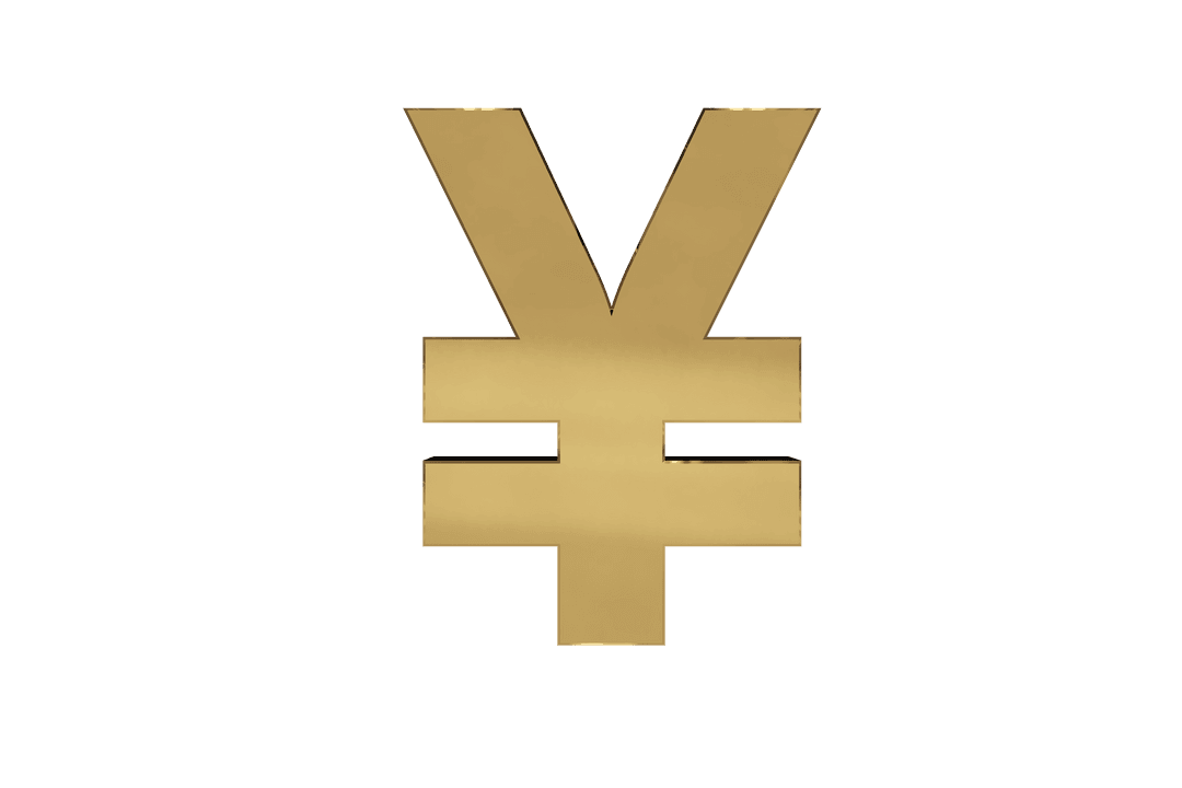 Golden Yen Currency Symbol on Transparent Background