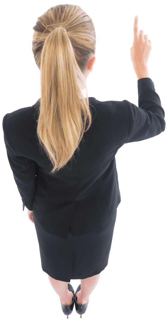 Confident Businesswoman Pointing Blank Space Transparent Background