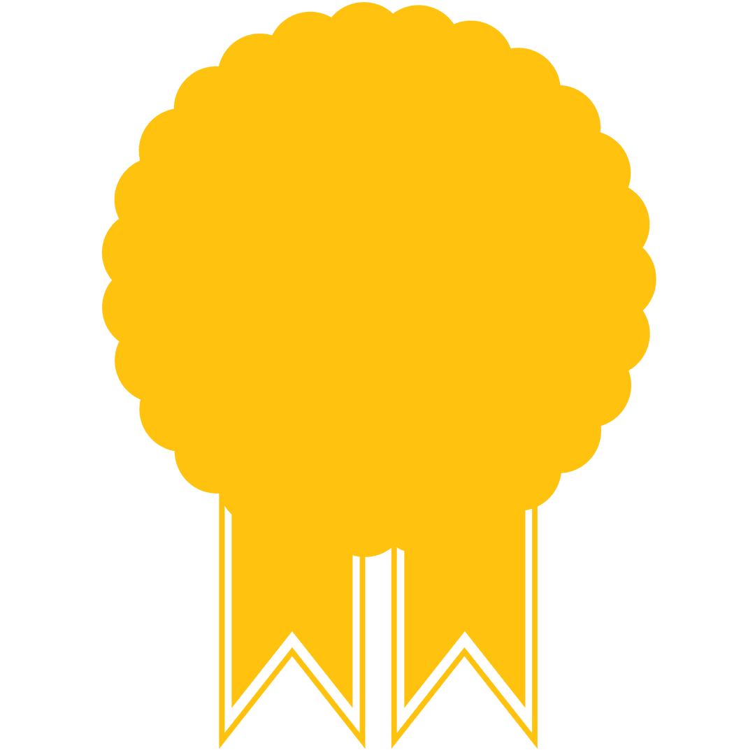 Yellow Award Badge with Copy Space on Transparent Background