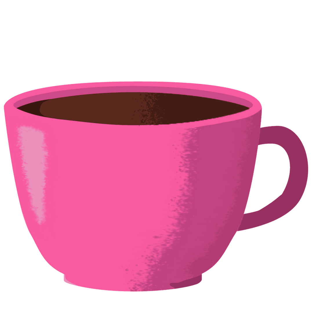 Pink Mug with Dark Coffee on Transparent Background