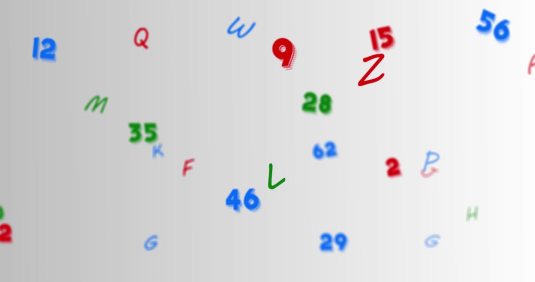 Floating Alphabet and Number Mix Over Grey Background