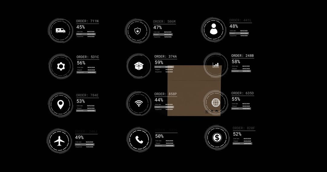 Digital Interface with Media Icons and Data Analytics Elements