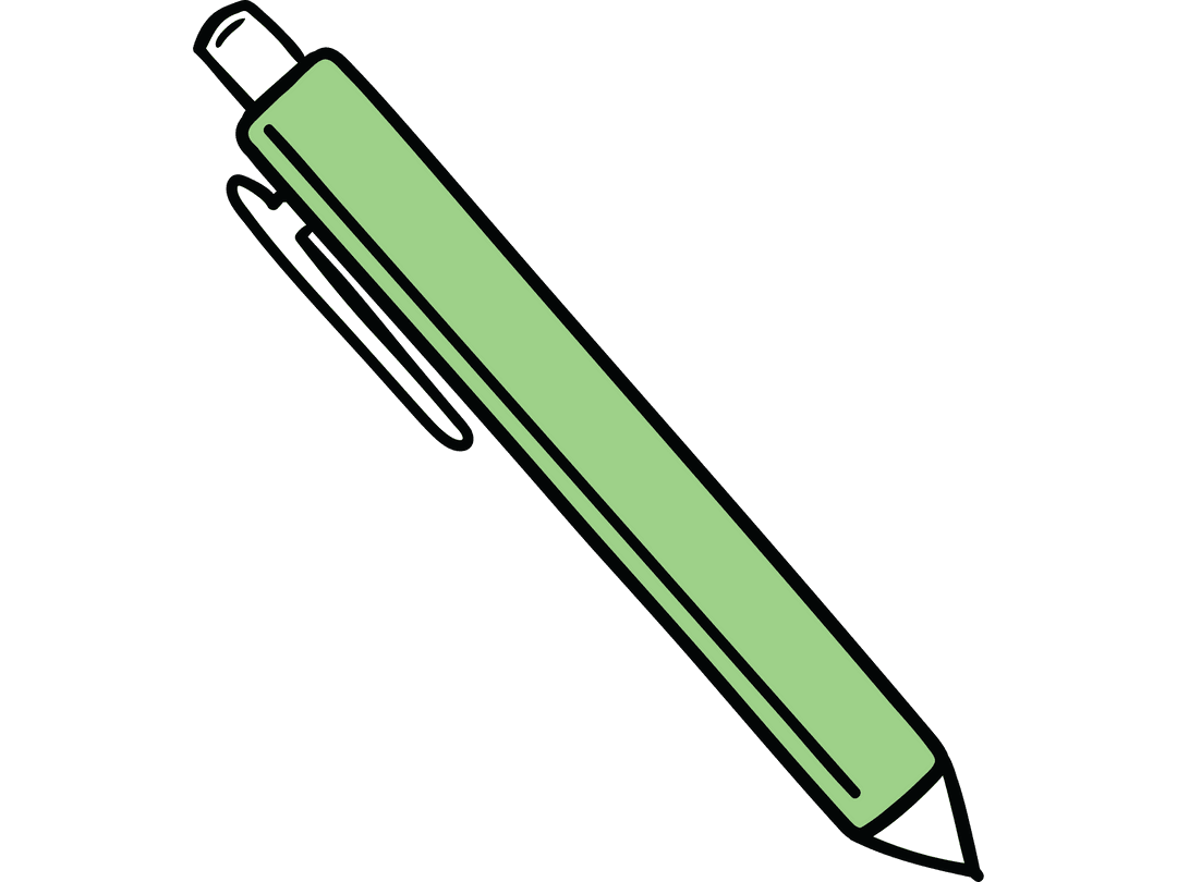 Digital Green Pen Icon on Transparent Background