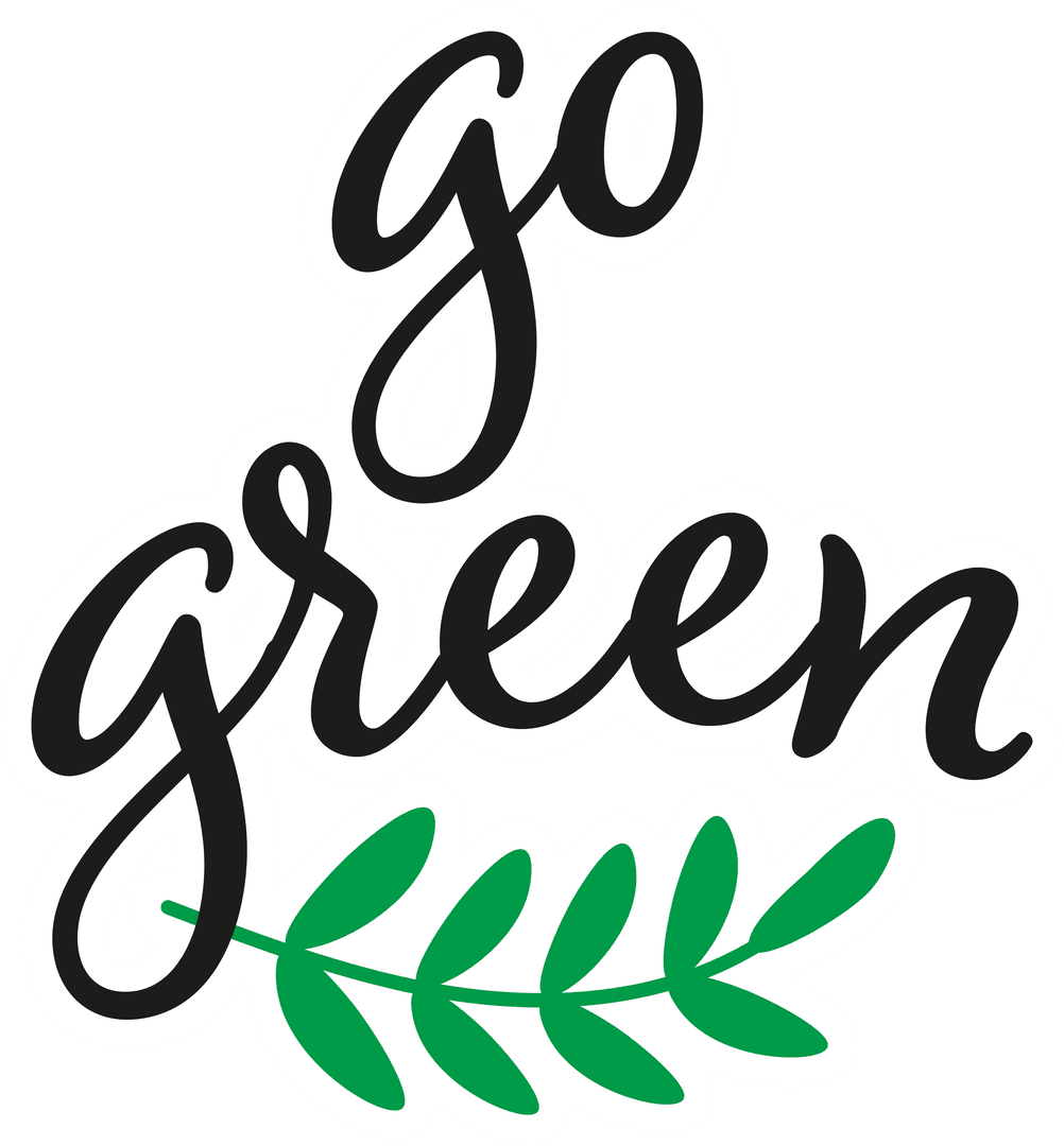 Eco-Friendly Go Green Text with Leaf on Transparent Background