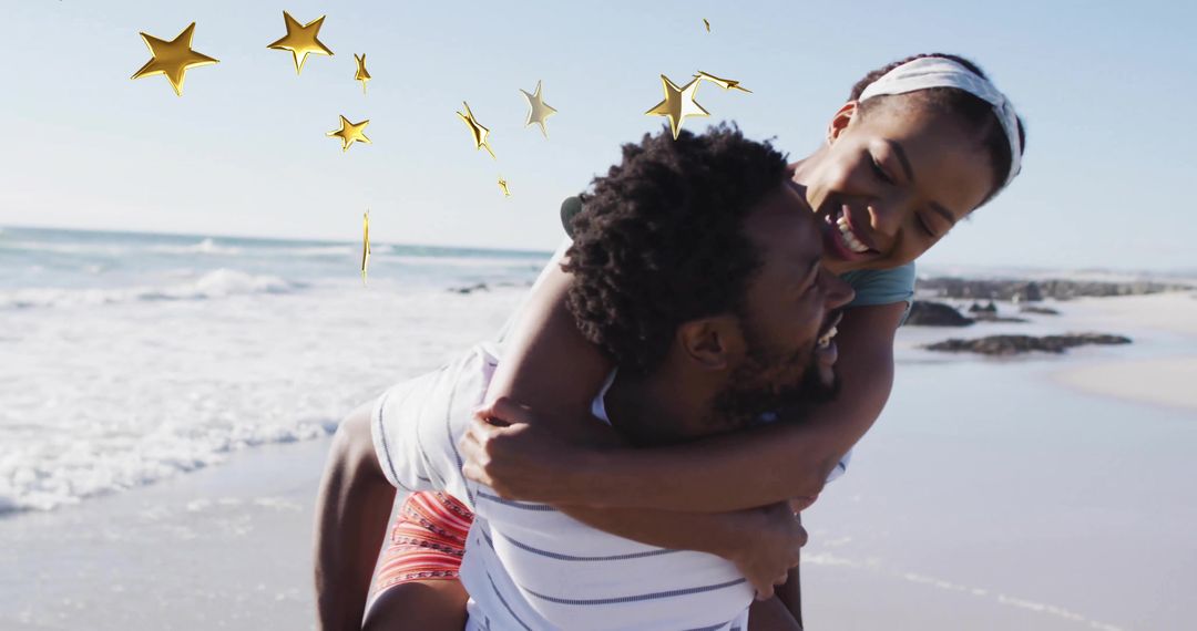 Joyful Couple Enjoying a Carefree Day by the Sea