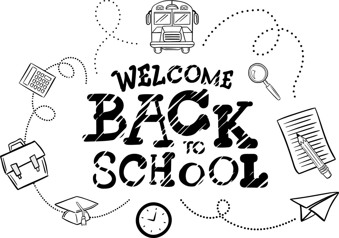 Welcome Back to School Illustration on Transparent Background