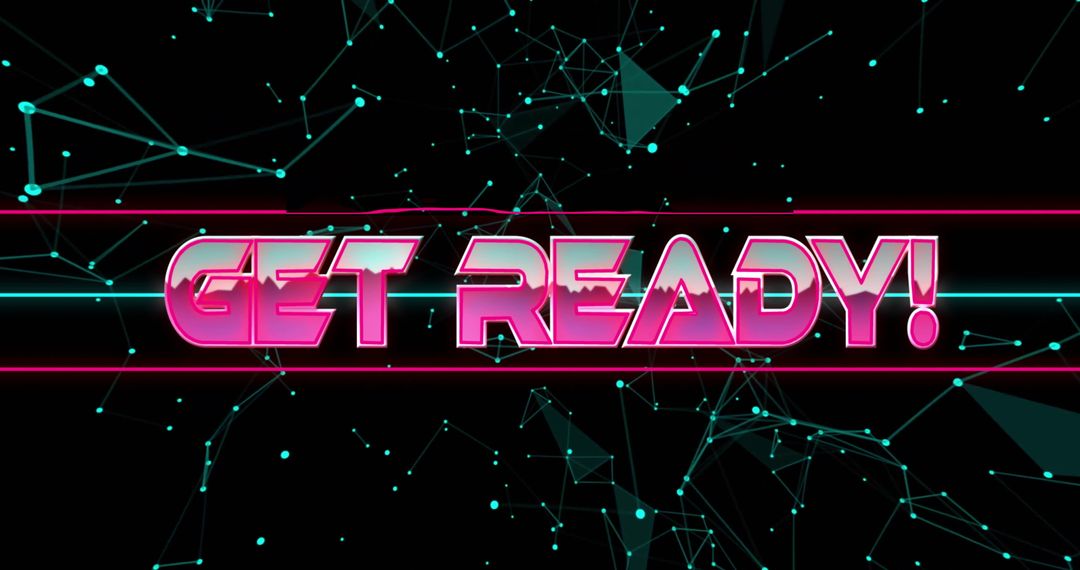 Futuristic 'Get Ready' Text on Digital Network Background