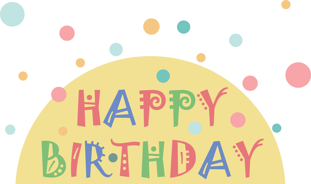 Colorful Typography Happy Birthday Text on Transparent Background