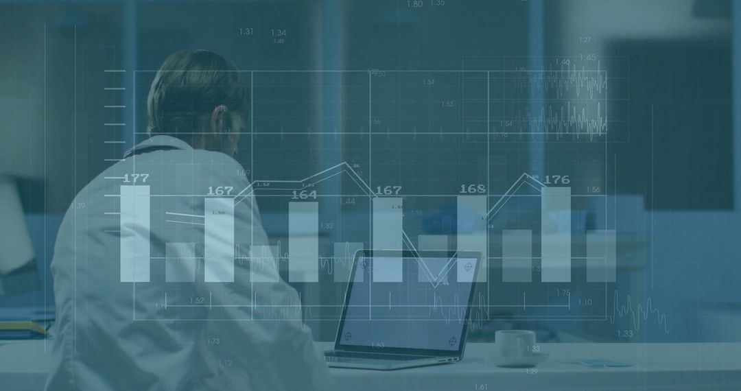 Doctor Analyzing Medical Data with Innovative Digital Tools