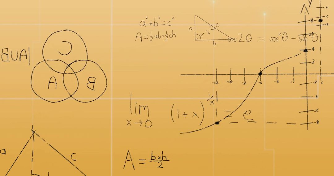 Abstract Mathematical Formulas on Yellow Background