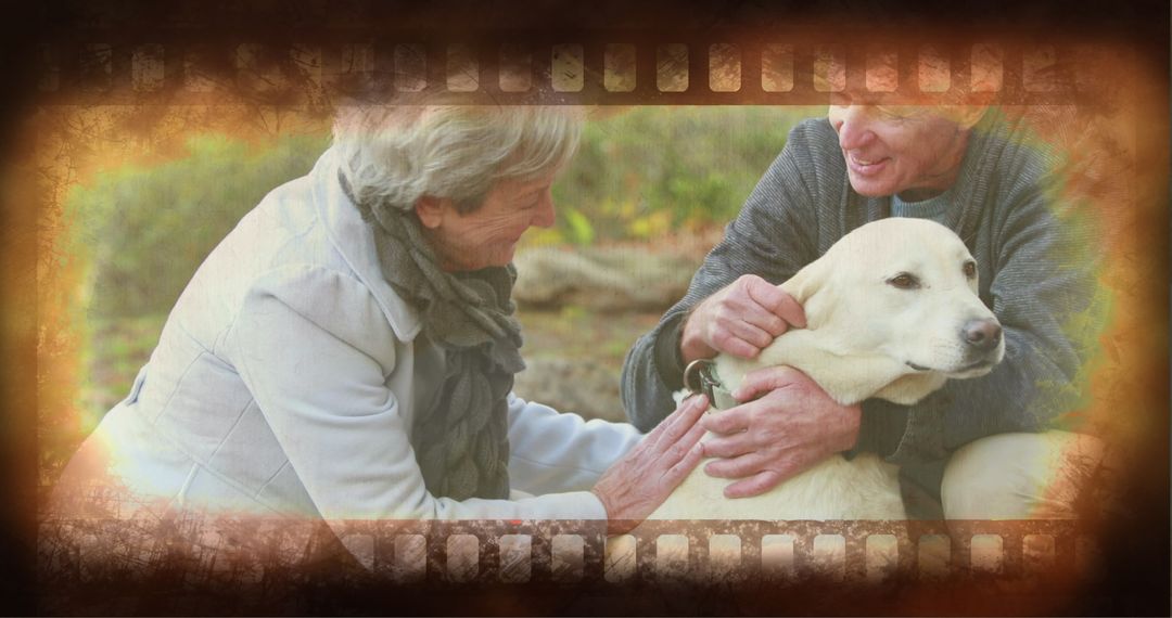 Happy Senior Couple Enjoying Time with Their Labrador Retriever