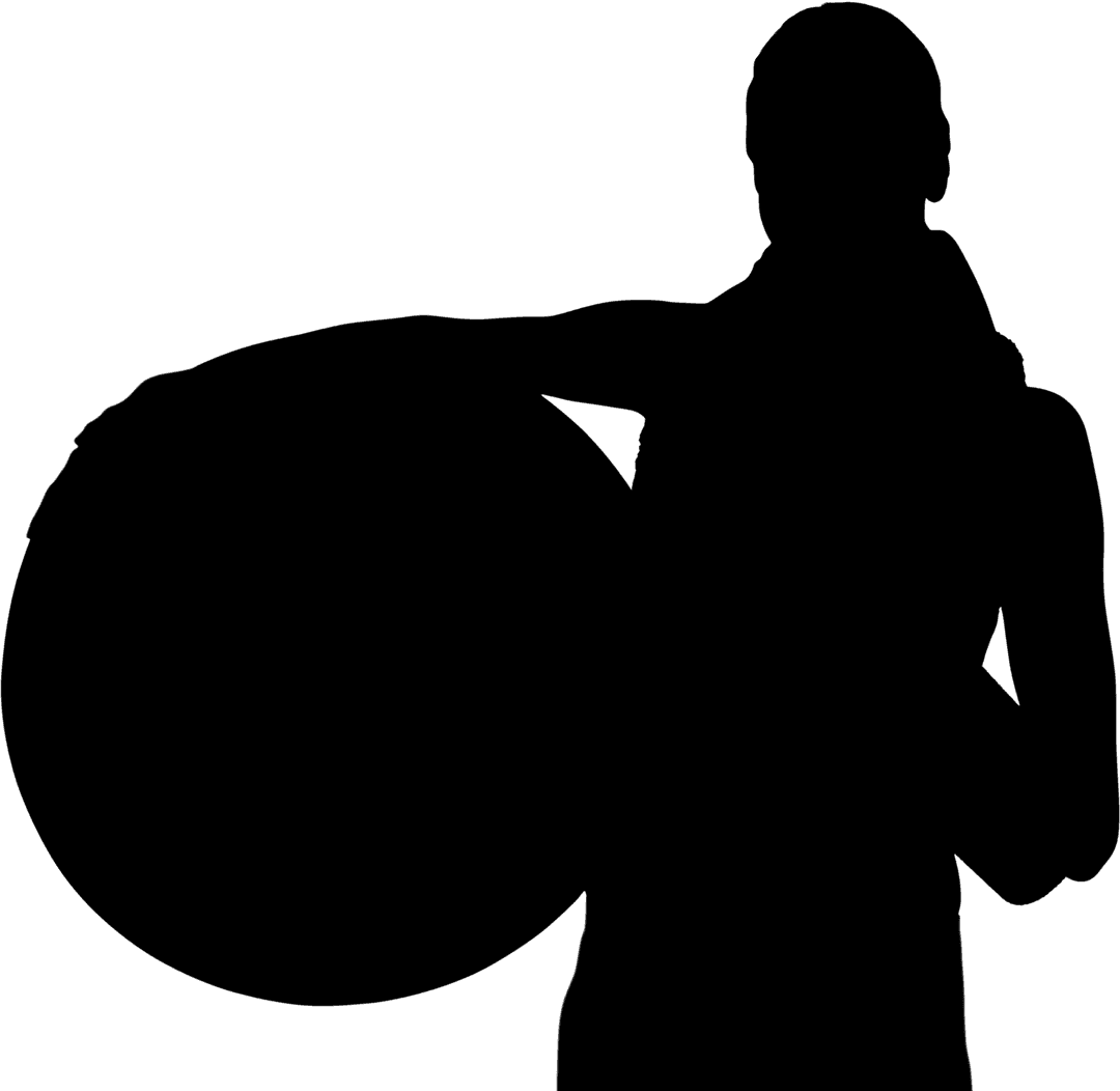 Transparent Silhouette of Woman Balancing Exercise Ball for Fitness