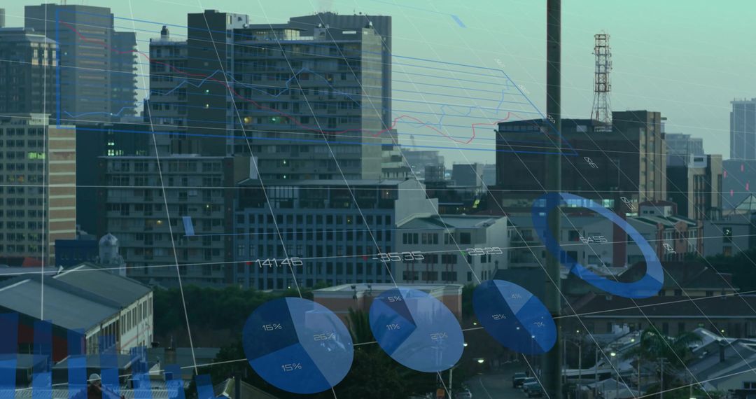Financial Data Visualization Over Urban Landscape