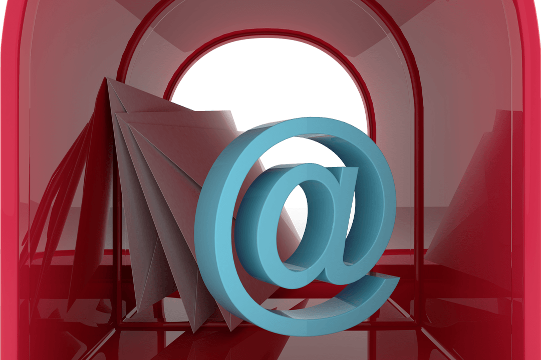 Transparent Vector Mailbox with Letters and At Sign Illustration