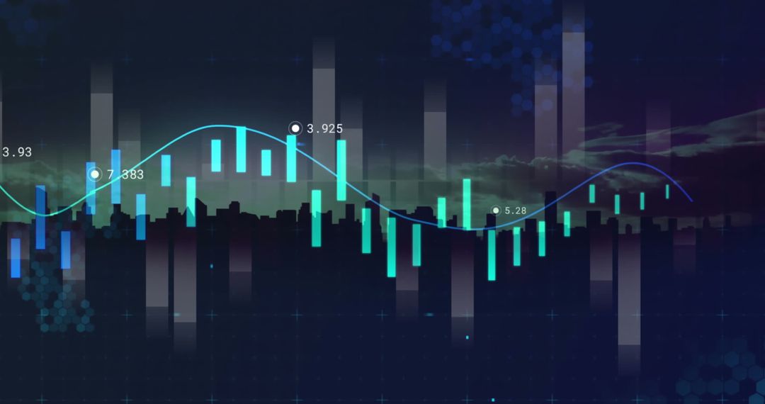 Visualizing Financial Data Trends Over Urban Backdrop