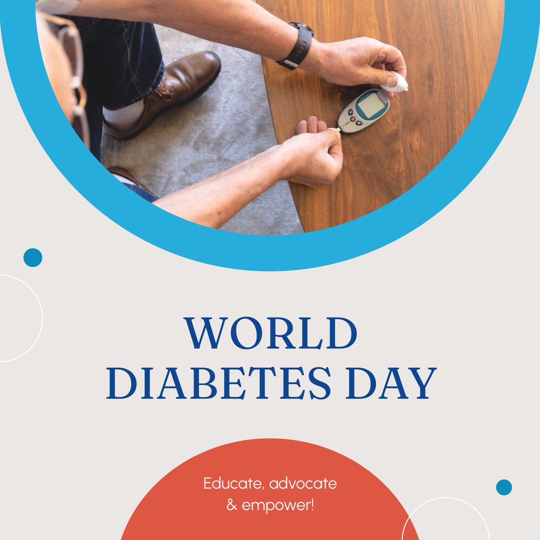 World Diabetes Day Awareness with Glucometer Checking Blood Glucose