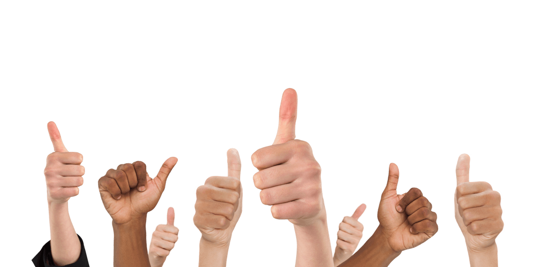 Diverse Hands Giving Thumbs Up on Transparent Background
