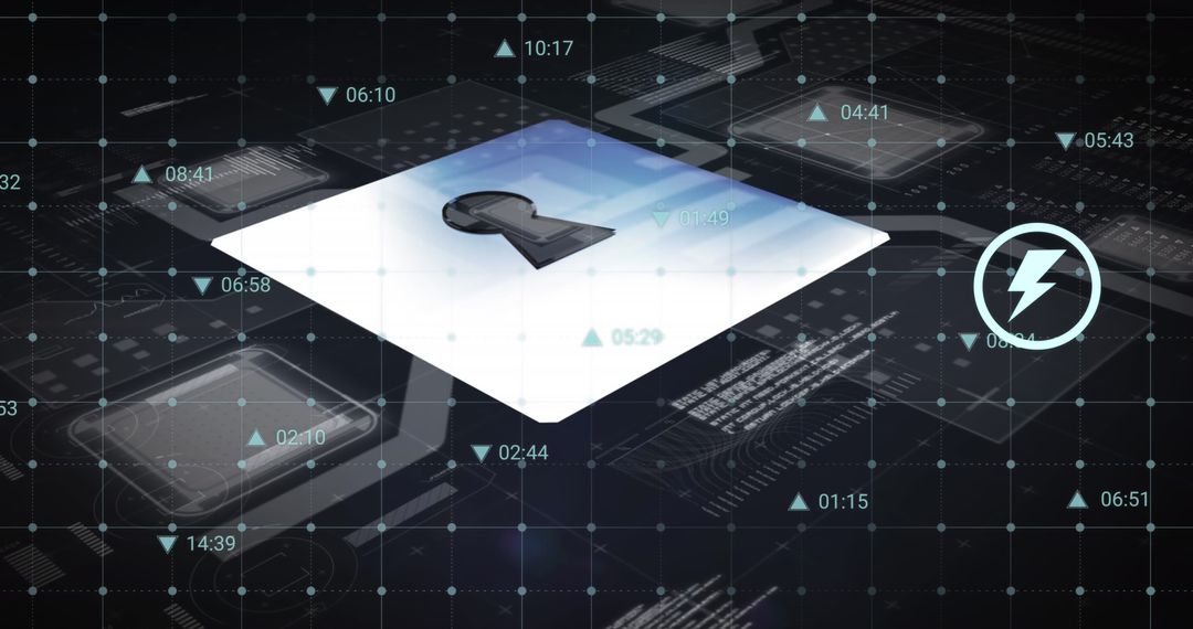 Cyber Security Interface with Digital Data and Padlock Icon