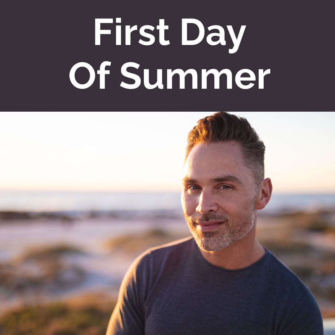 Smiling Man on Beach During Golden Sunset