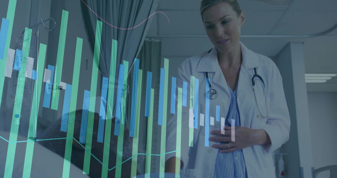 Doctor Monitoring Patient with Health Data Interface in Exam Room