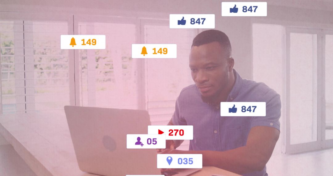 Focused Professional Engaging with Social Media Notifications