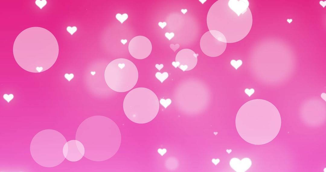 Romantic Pink Background with Hearts and Lights