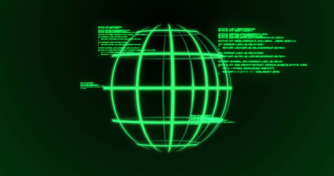 Digital Globe with Data Processing on Green Background