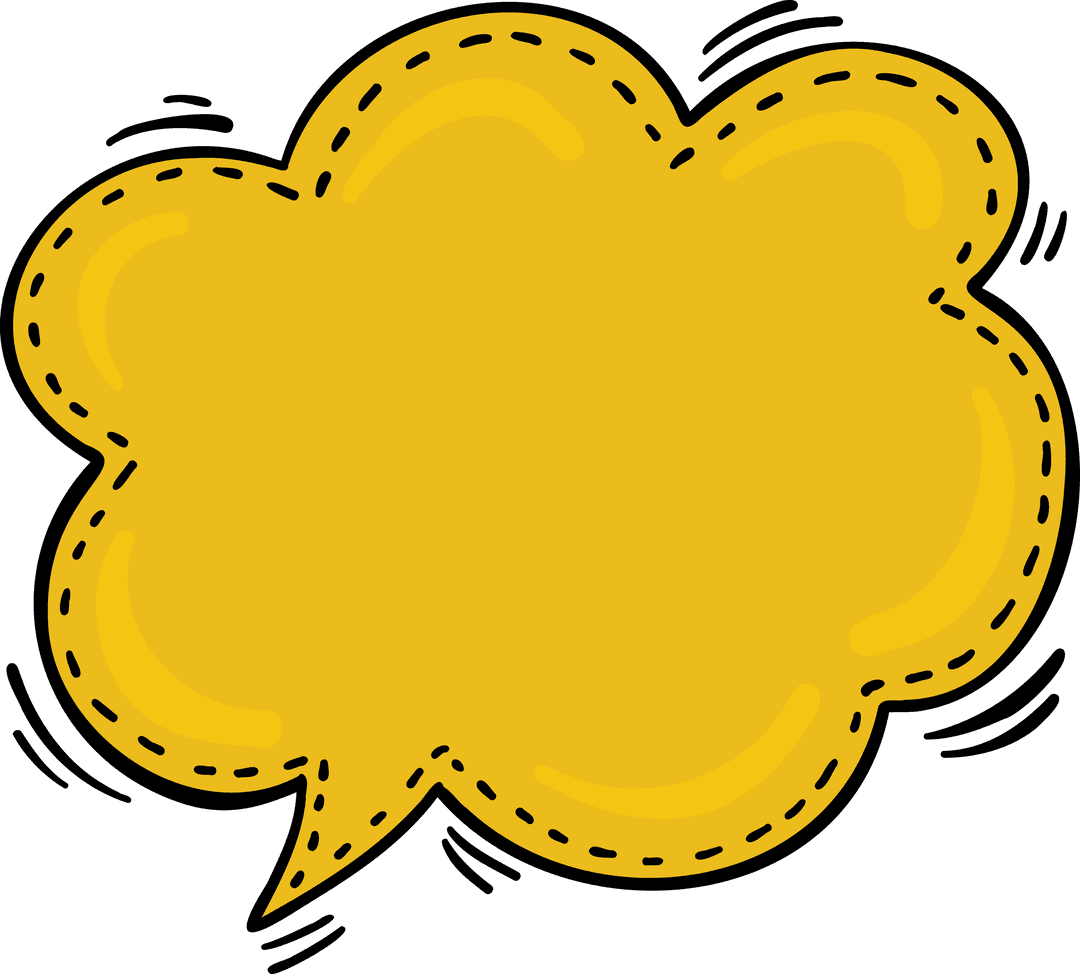 Yellow Speech Bubble on Transparent Background Isolated