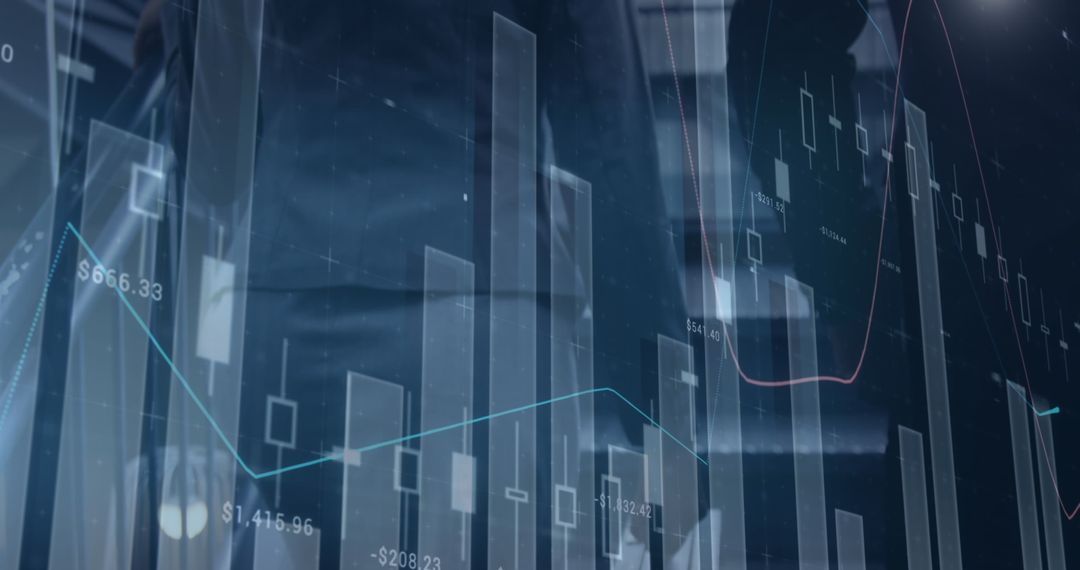 Digital Analytics Graphs with Business Figures in Background