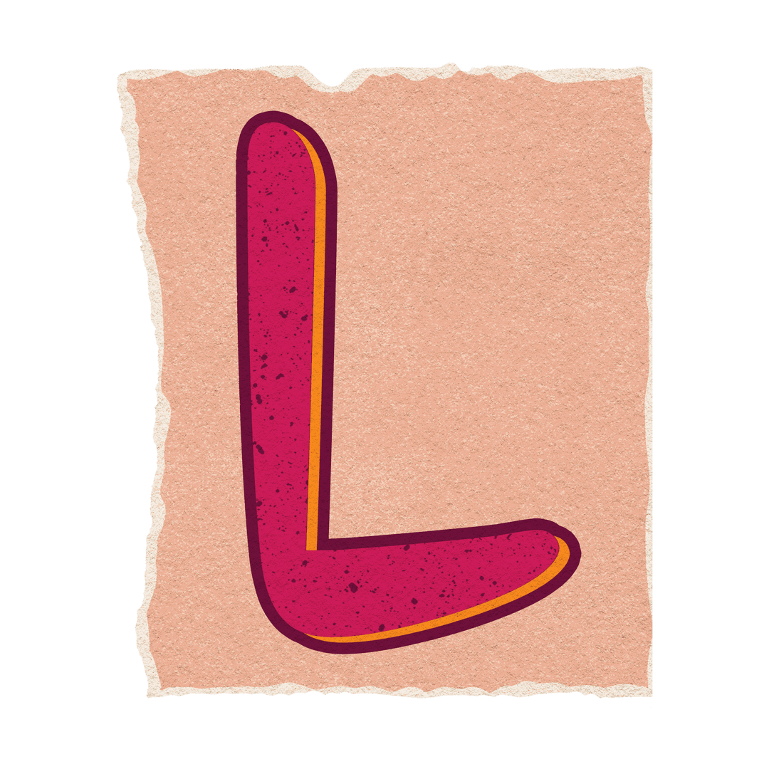 Flat Design Speckled Letter L on Torn Paper, Transparent