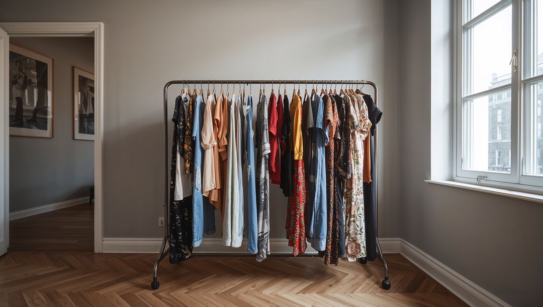 Stylish Clothes Rack Display in Minimalist Modern Interior Design