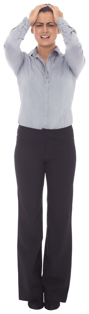 Frustrated Businesswoman on Transparent Background Concept