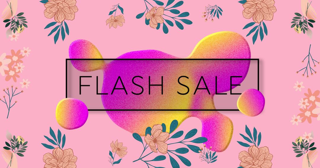 Vibrant Flash Sale Banner with Floral Pink Background - Free Images, Stock Photos and Pictures on Pikwizard.com