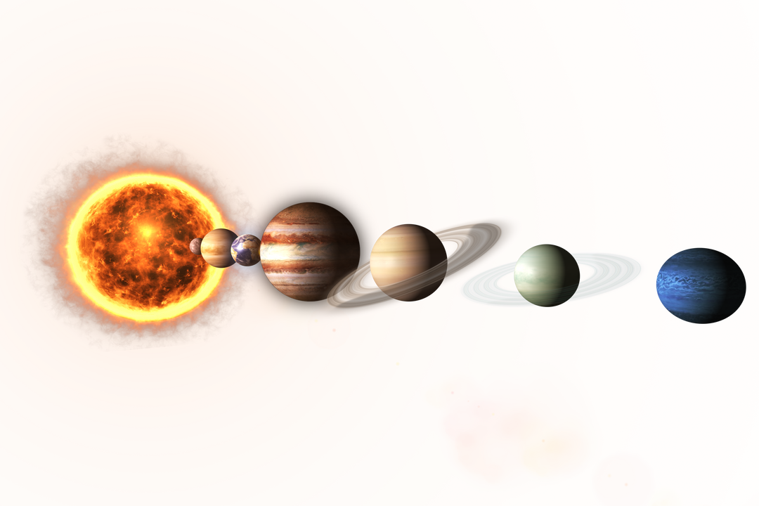 Transparent Digital Illustration of Sun and Planets in a Row - Download Free Stock Images Pikwizard.com