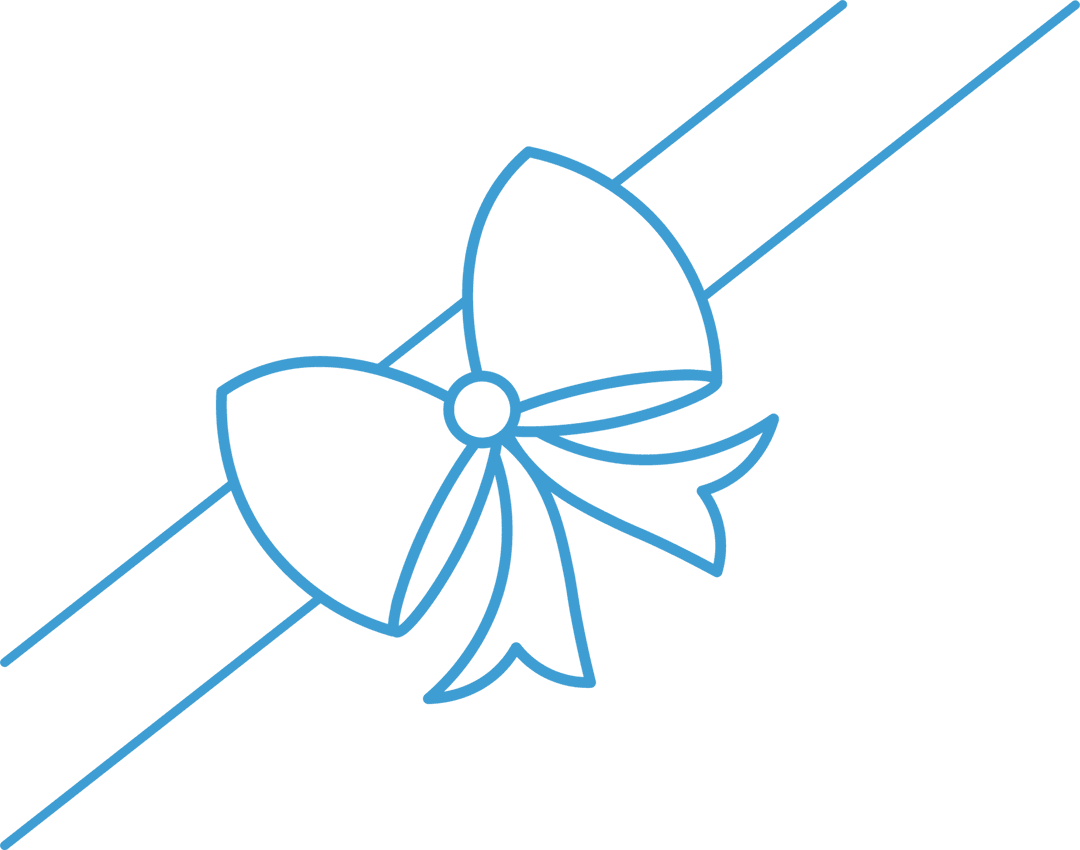 Blue Ribbon with Bow on Transparent Background