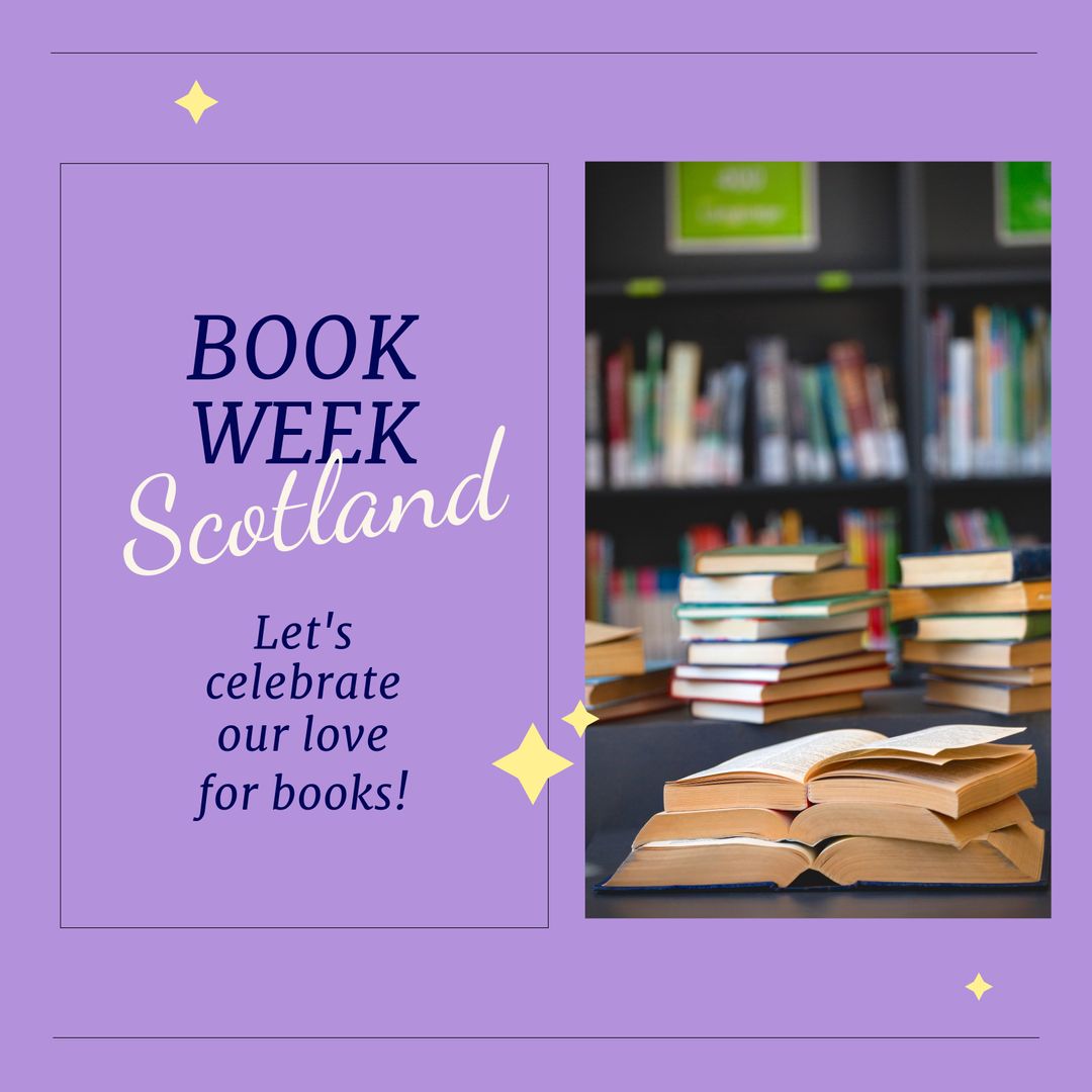 Book Week Scotland Celebration with Stacked Books