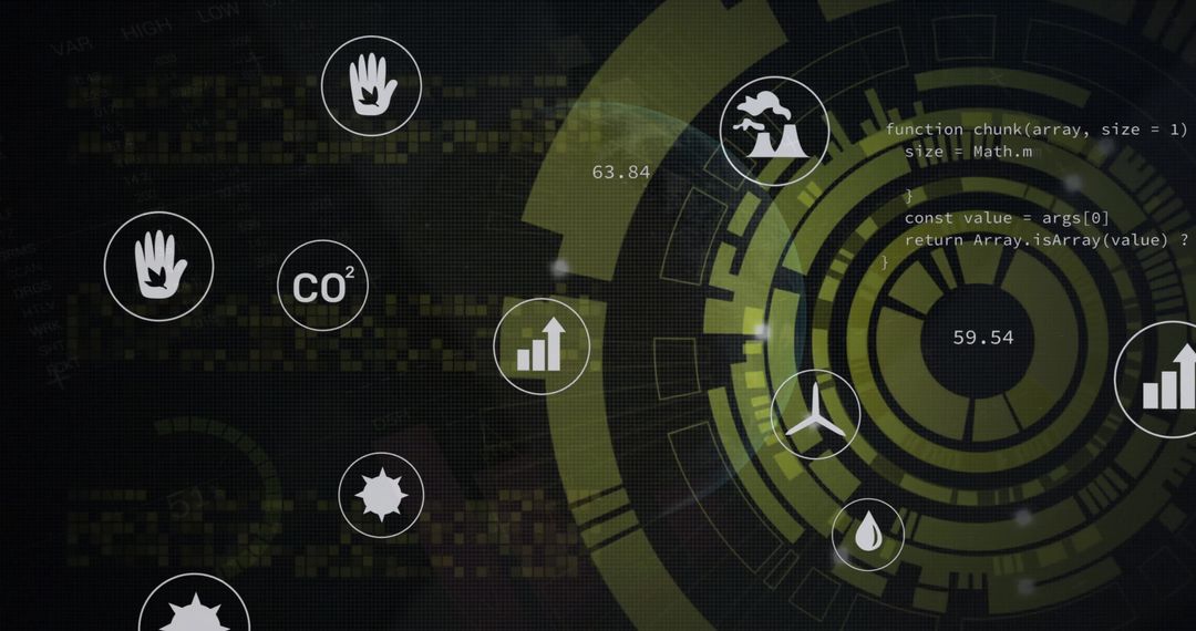 Futuristic Data Interface with Ecology and Technology Icons