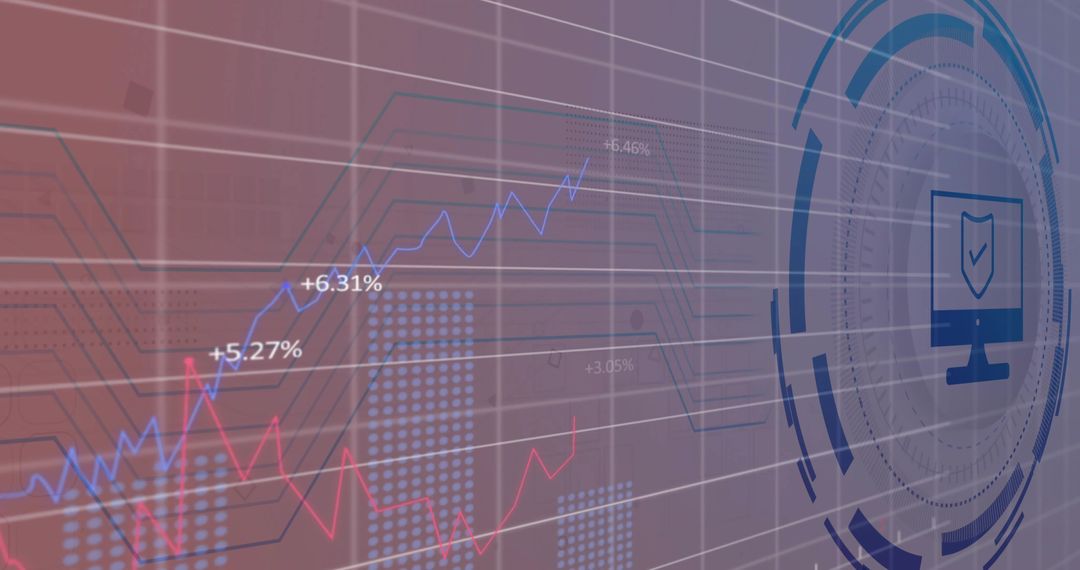 Futuristic Data Analytics Dashboard with Security Icon