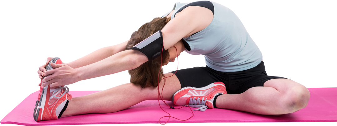 Transparent Female Athlete Stretching on Pink Exercise Mat - Download Free Stock Images Pikwizard.com