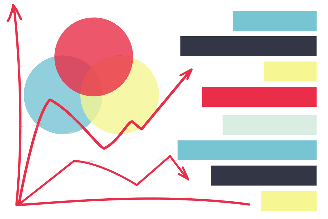 Colorful Vector Charts on Transparent Background for Business Use