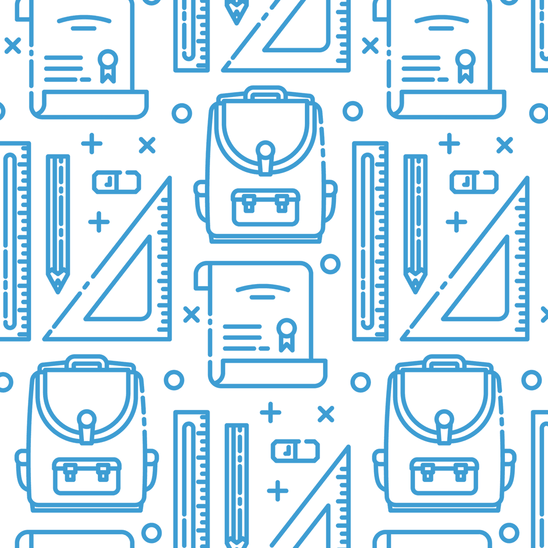 Blue School Items Pattern on Transparent Background for Education Design