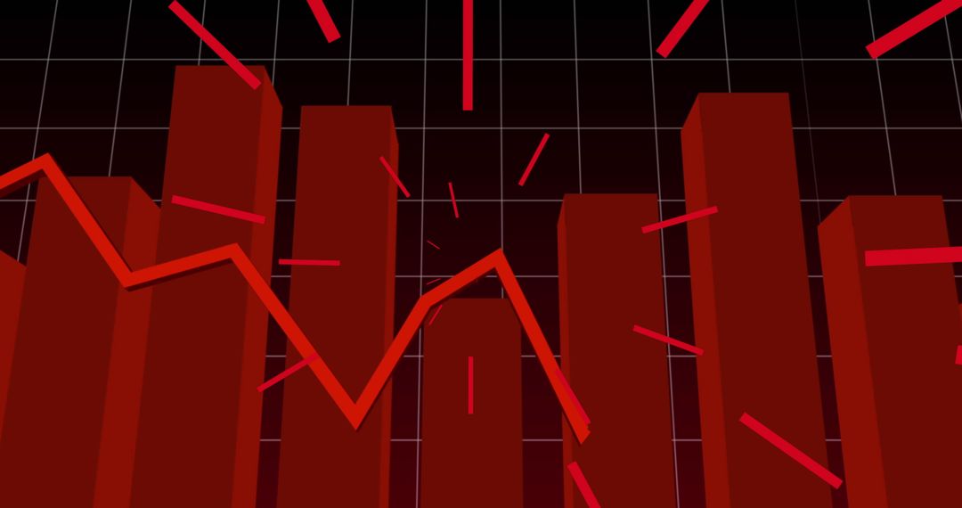 Dynamic Red Financial Graph Indicating Market Fluctuations