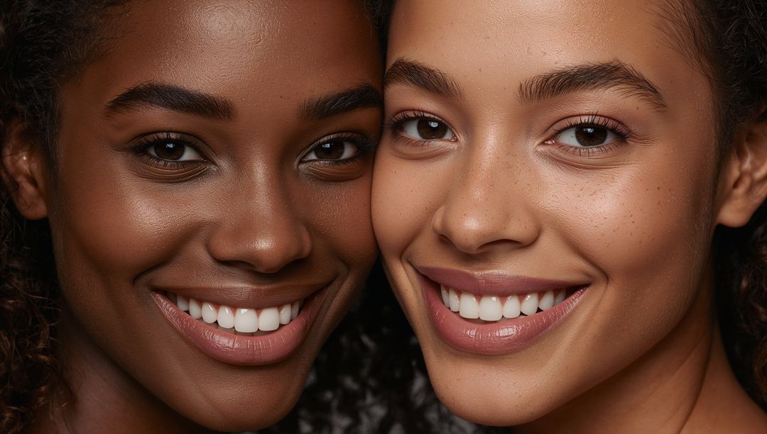Two Friends Smiling Confidently with Radiant Natural Glow