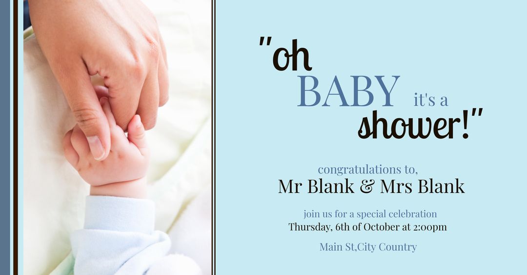 Adult Holding Baby Hand Invitation for Baby Shower Event Announcement - Download Free Stock Templates Pikwizard.com