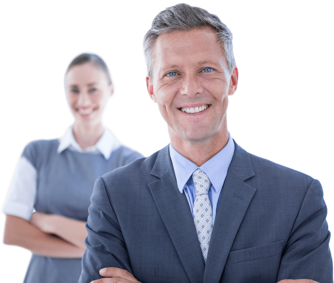 Smiling Caucasian Business Couple on Transparent Background