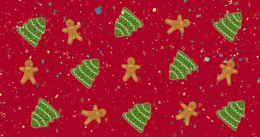 Festive Christmas Ornament Pattern on Red Background