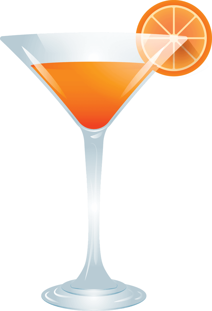 Transparent Cocktail Glass with Orange Slice on Summer
