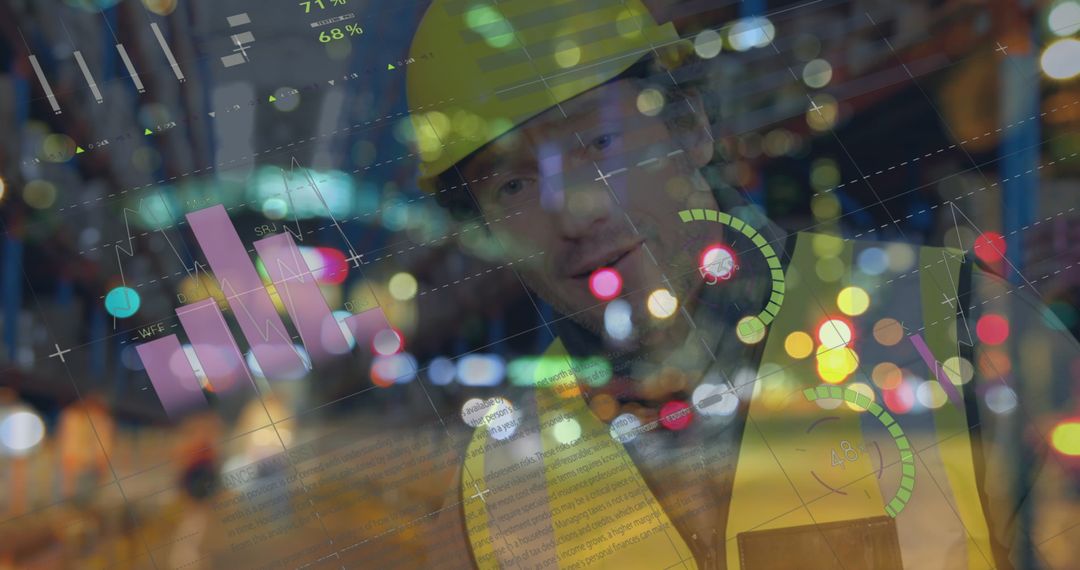 Warehouse Worker Overlapping With Financial Graphs and Data